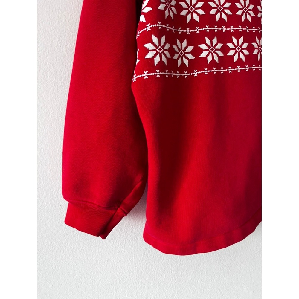 Talbots Vintage Fair Isle Mock Neck 3/4 Sleeve Sweater Red Cotton size medium - Picture 5 of 16